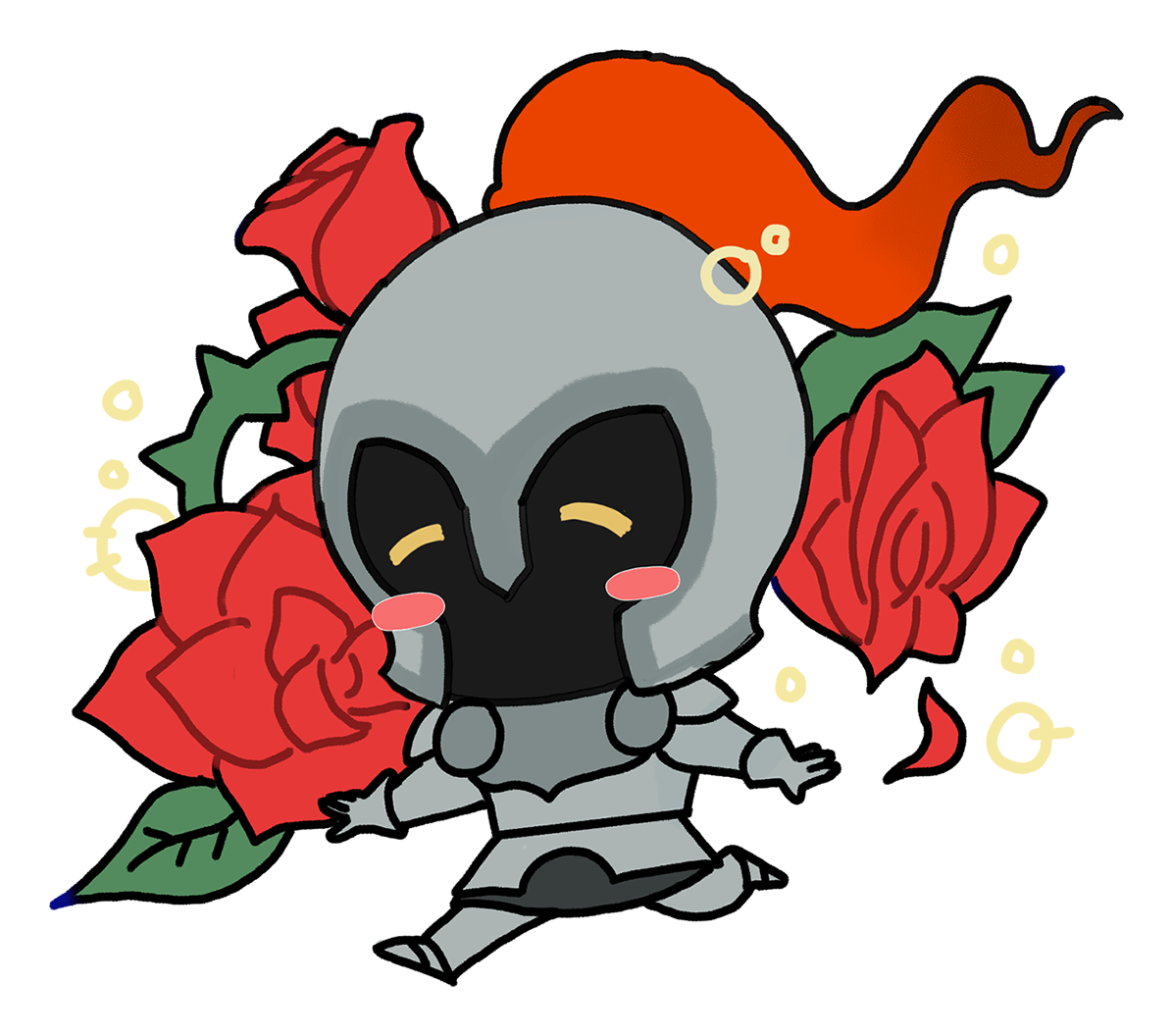 Knight holding roses